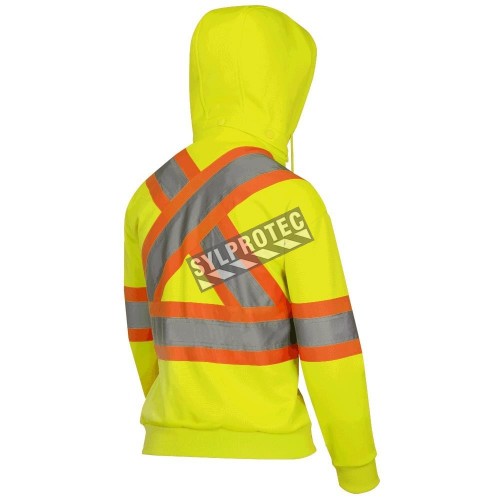 Women&#039;s orange Pioneer fleece hoodie made of high-visibility 10.5 oz polyester, sold individually