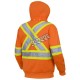 Men's orange Pioneer fleece hoodie made of 10.5 oz high-visibility polyester, sold individually