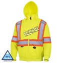 Men's yellow Pioneer fleece hoodie 10.5 oz made of High-visibility polyester, sold individually