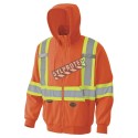 Men's orange Pioneer fleece hoodie made of high-visibility polyester 7 oz, sold individually