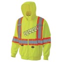 Men's yellow Pioneer fleece hoodie 7 oz made of high-visibility polyester, sold individually