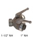 Gate-wye with individual control valve, 1-1/2'' female NH swivel inlet to two 1'' male NPSH outlets
