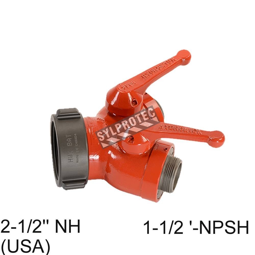 Gate-wye, swivel inlet NH 2-1/2'' to two 1-1/2 male NPSH