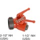 Gate-wye with individual control valve at outlet to regulate flow, 2-1/2'' female NH swivel inlet to two 1-1/2'' male NH