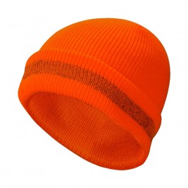 Tuque d’hiver orange haute visibilité, 100% acrylique, taille unique, vendu à l’unité