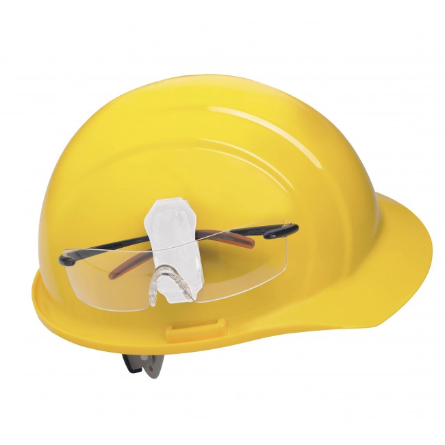 Pince adhésive pour fixer la lunette de sécurité au casque de sécurité, couleur blanche, vendue à l’unité