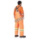 Waterproof, flame-retardant, high-visibility orange safety bib pant, model 5893 Pioneer Flame-Gard, sizes XS to 7 XL