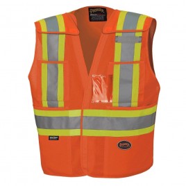 Pioneer orange high-visibility safety jacket, class 2, level 2, detachable, 5 pockets, sold individually