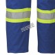 Blue 100% flame-resistant cotton safety coverall, ARC 2, with high-visibility reflective stripes