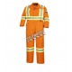 100% flame-resistant orange safety coverall, ARC 2, with high-visibility reflective stripes