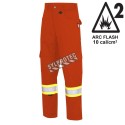 Pioneer FR-tech 7 oz, Arc 2 rated, Model 7765, orange flame-retardant cargo pants with high-visibility stripes, various sizes