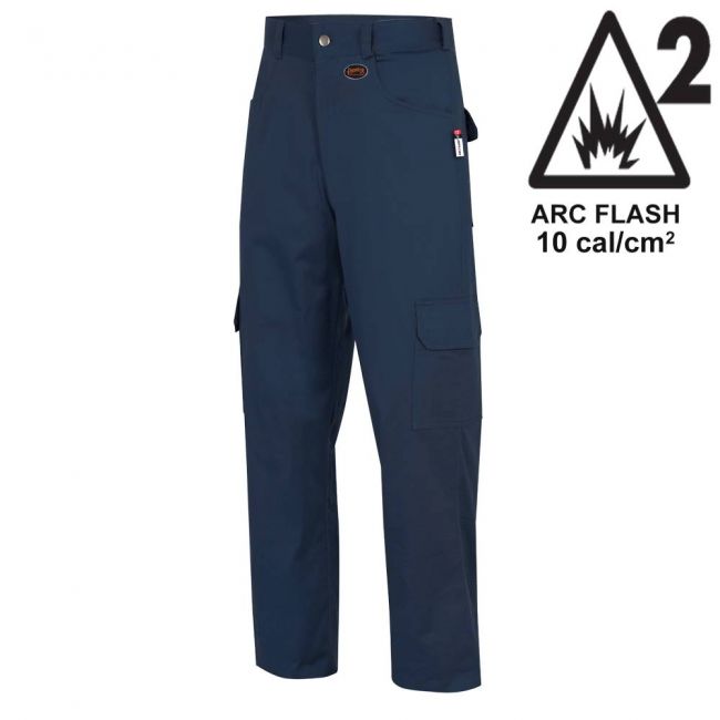 Pioneer FR-tech 7 oz, Arc 2 rated, Model 7762, navy blue flame-retardant cargo pants offer in various sizes