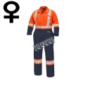 Combinaison de protection Pioneer pour femme en poly/coton 7 oz V2021450 modèle 5514WBB orange/bleue marine vendue à l'unité