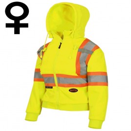 Women's orange Pioneer fleece hoodie made of high-visibility 10.5 oz polyester, sold individually