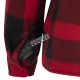 Men’s quilted polar fleece hooded in red and black plaid, often called a hunting shirt or lumberjack shirt, sold individually