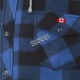 Men’s quilted polar fleece hooded in blue and black plaid, often called a hunting shirt or lumberjack shirt, sold individually