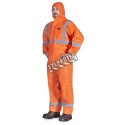Pioneer 2077 disposable coverall, orange with hood and reflective tape, against dust and non-toxic particles