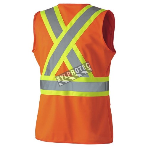 Veste de sécurité Pioneer haute visibilité orange pour femme classe 2, niveau 2, 9 poches, XS à 3XL