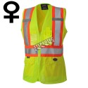 Veste de sécurité Pioneer haute visibilité jaune pour femme classe 2, niveau 2, 9 poches, XS à 3XL