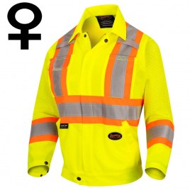 Pioneer woman yellow high-visibility safety jacket, class 2, level 2, 5 pockets, front zip
