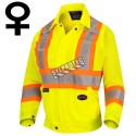 Manteau de sécurité routière Pioneer jaune haute visibilité pour femme classe 2, niveau 2, XS à 3XL