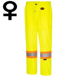 Pioneer woman yellow high-visibility safety pants, class 2, level 2, 5 pockets, front zip