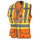 Veste d'arpenteur Pioneer pour femme orange haute visibilité modèle 6692W, 150 deniers tissé en sergé, 15 poches