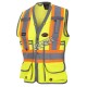 Pioneer women's high-visibility yellow 6693W surveyor's vest, 150 denier woven twill, 15 pockets