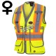 Veste d'arpenteur Pioneer pour femme jaune haute visibilité modèle 6693W, 150 deniers tissé en sergé, 15 poches