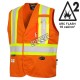 Pioneer 7728 orange flame-retardant Fr-tech arc-resistant safety vest, ARC 2 rated, with high-visibility stripes