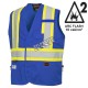 Pioneer 7730 blue flame-retardant Fr-tech arc-resistant safety vest, ARC 2 rated, with high-visibility stripes