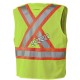 Pioneer 6936 safety vest, high-visibility yellow, detachable with mesh back, zipper, 4 pockets, sold individually