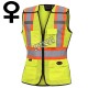 Pioneer 489 safety vest, yellow high-visibility, detachable mesh complement, zipper, 6 pockets, sold individually