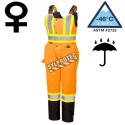 Pioneer women's winter 100% waterproof orange-black polyester polyurethanes overall with reflective stripes