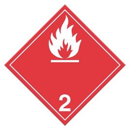 Flammable gas, classe 2 placard, 10-3/4 in X 10-3/4 in. Use in the transportation of hazardous materials.