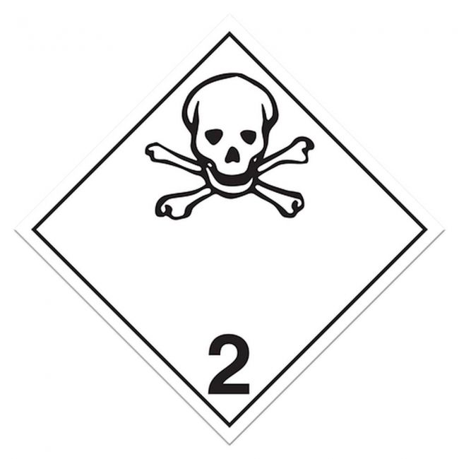 Gaz toxique, classe 2.3, placard, 10-3/4 po X 10-3/4 po. Pour le transport des matières dangereuses.