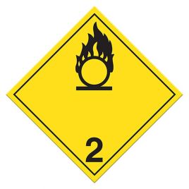 Oxidizing gas, class 2, placard, 10-3/4 in X 10-3/4 in. Use in the transportation of hazardous materials