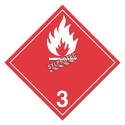 Flammable liquid, class 3,placard, 10-3/4 in X 10-3/4 in. Use in the transportation of hazardous materials.