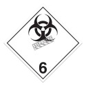 Matière infectieuse, placard classe 6.2, 10 3/4 po x 10 3/4 po. pour le transport des matières dangereuses.