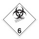 Infectious substances, class 6.2, placard, 10-3/4 in X 10-3/4 in. Use in the transportation of hazardous materials.