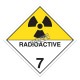 Matières radioactives, classe 7, placard, 10 3/4 po x 10 3/4 po., Pour le transport des matières dangereuses.