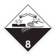Placard corrosif classe 8, 10-3/4 po., Pour le transport des matières dangereuses.